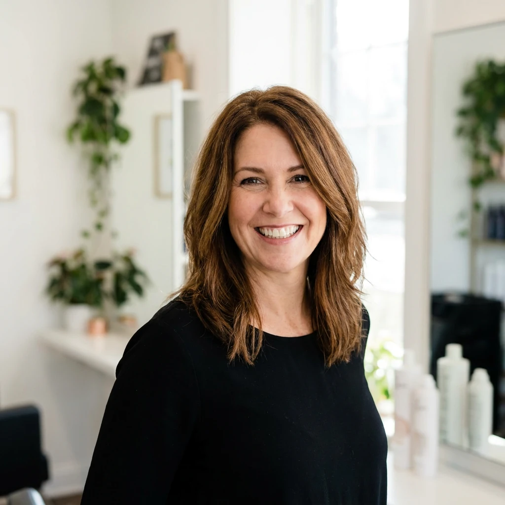 Portrait of Claire Morton, example salon owner