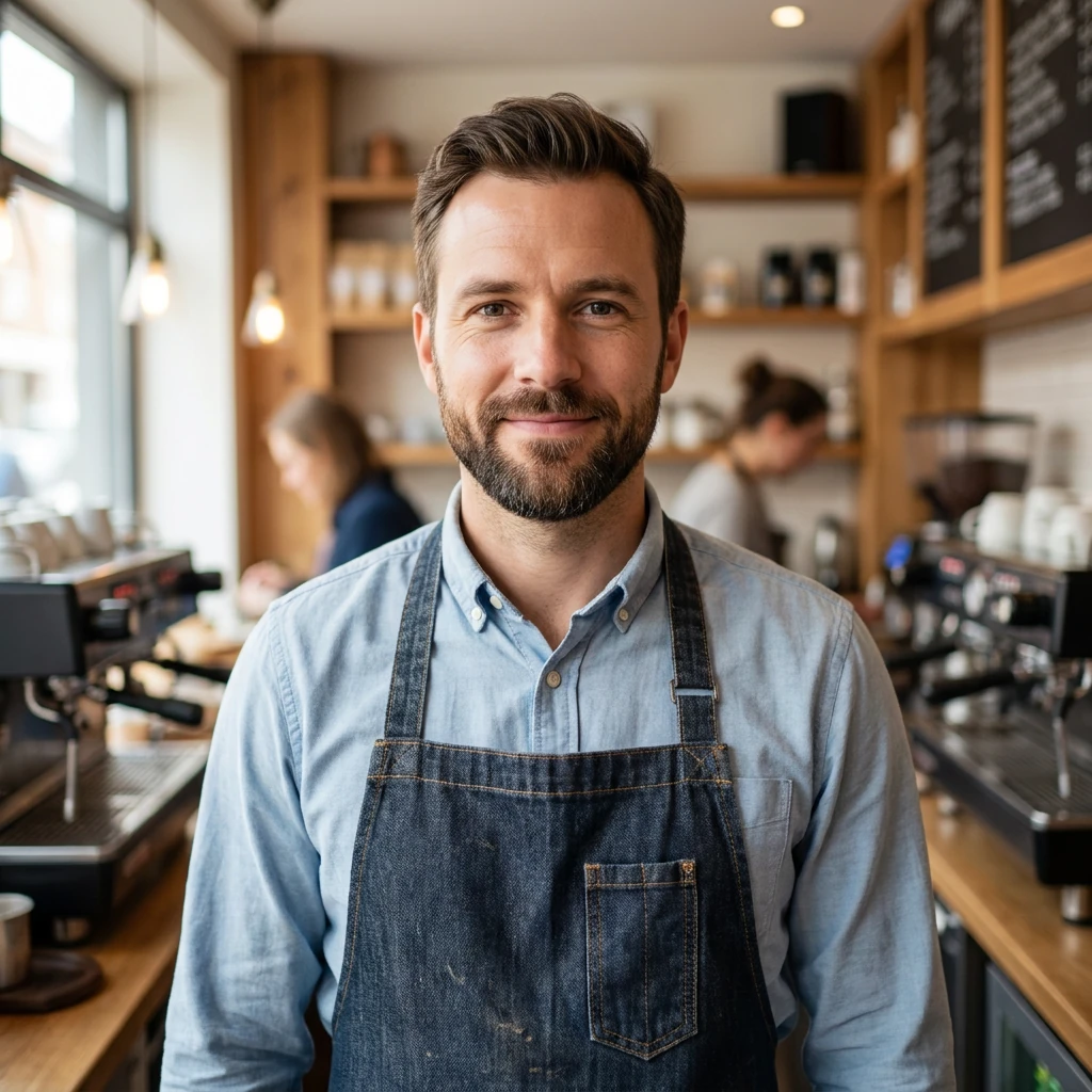 Portrait of Daniel Reyes, example café owner