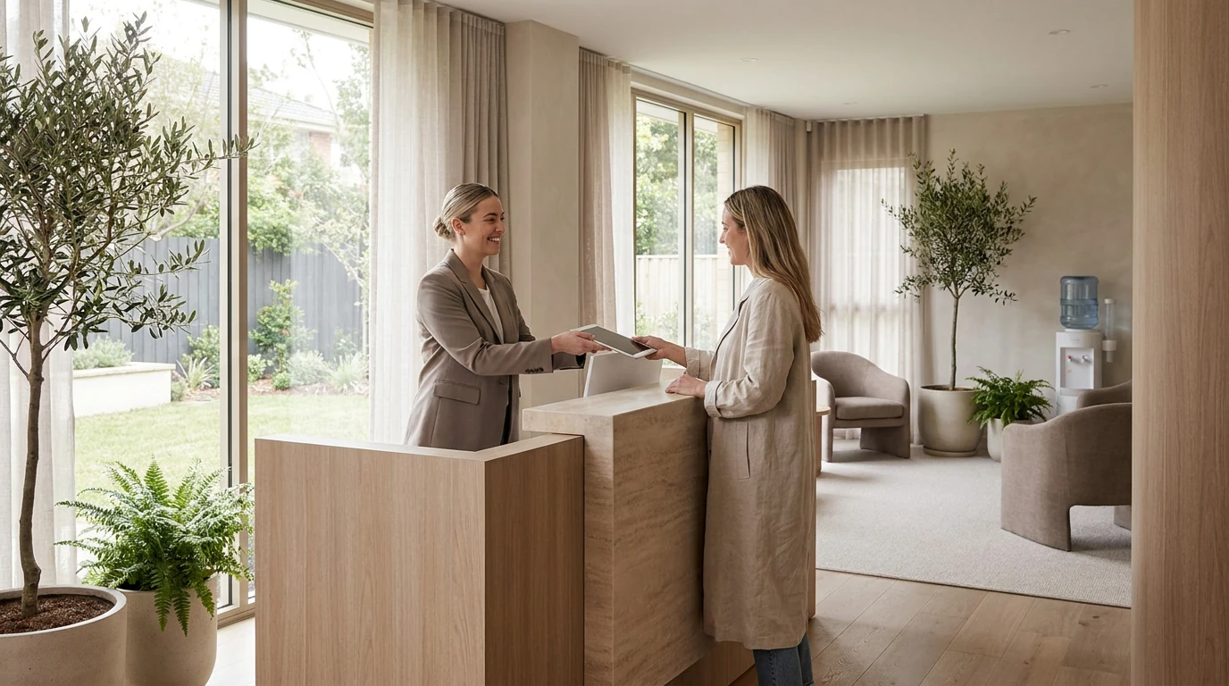 Example post: clinic reception desk